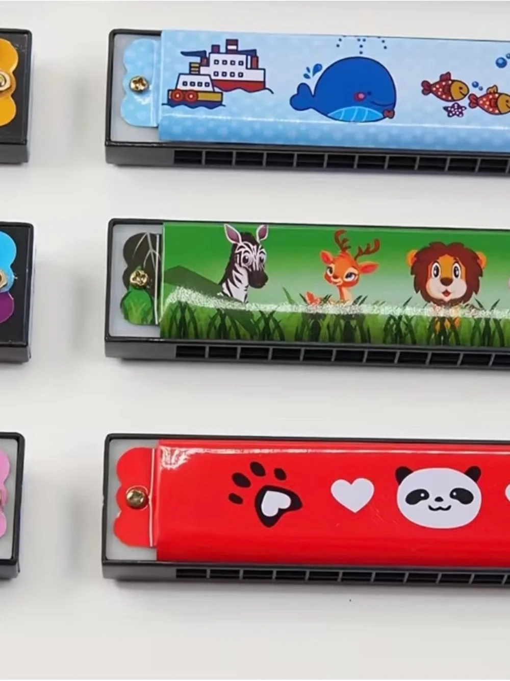 Kids Cartoon Harmonica 3pcs random - Green Illustrated Design